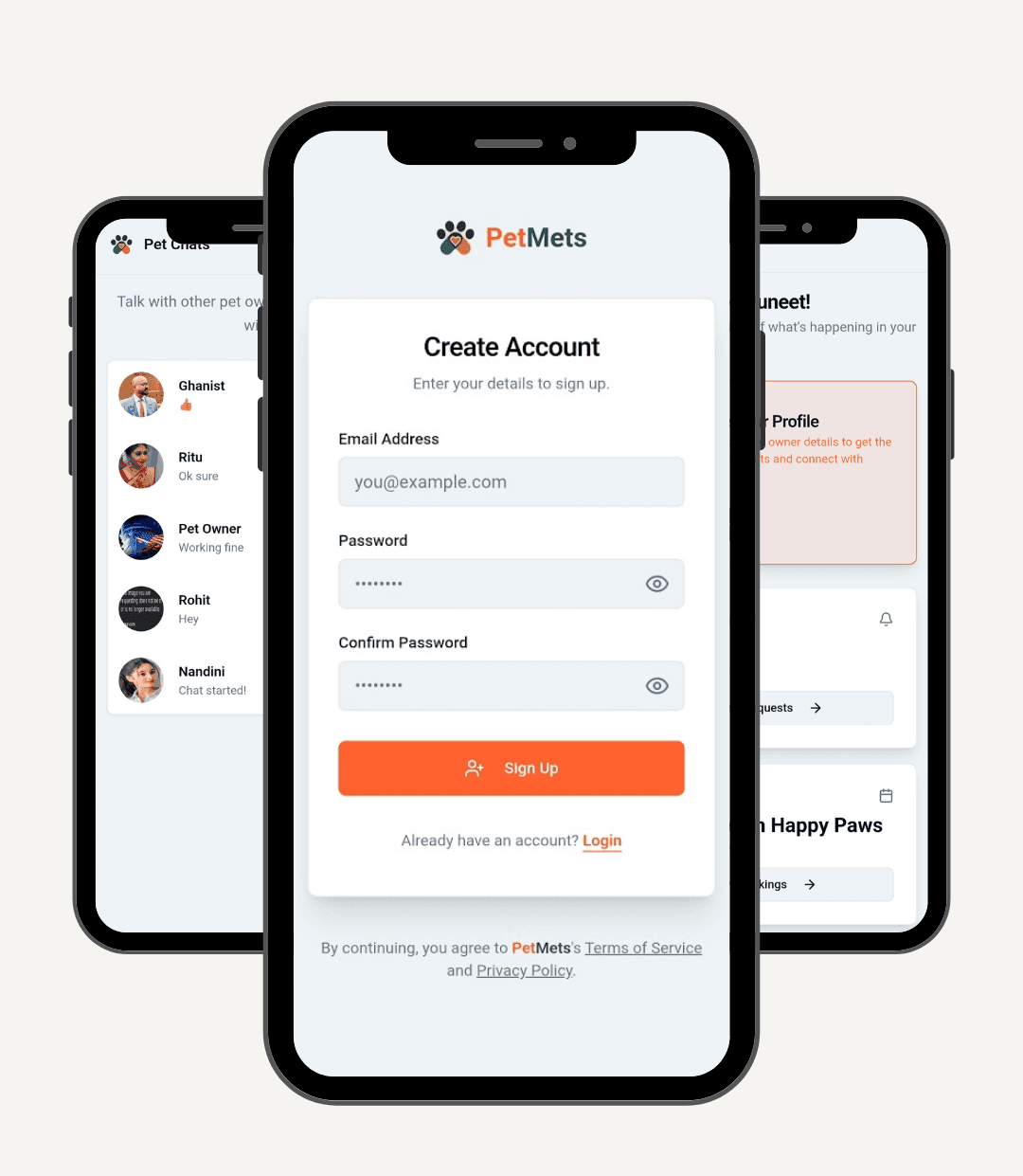 PetMets app being used on a phone