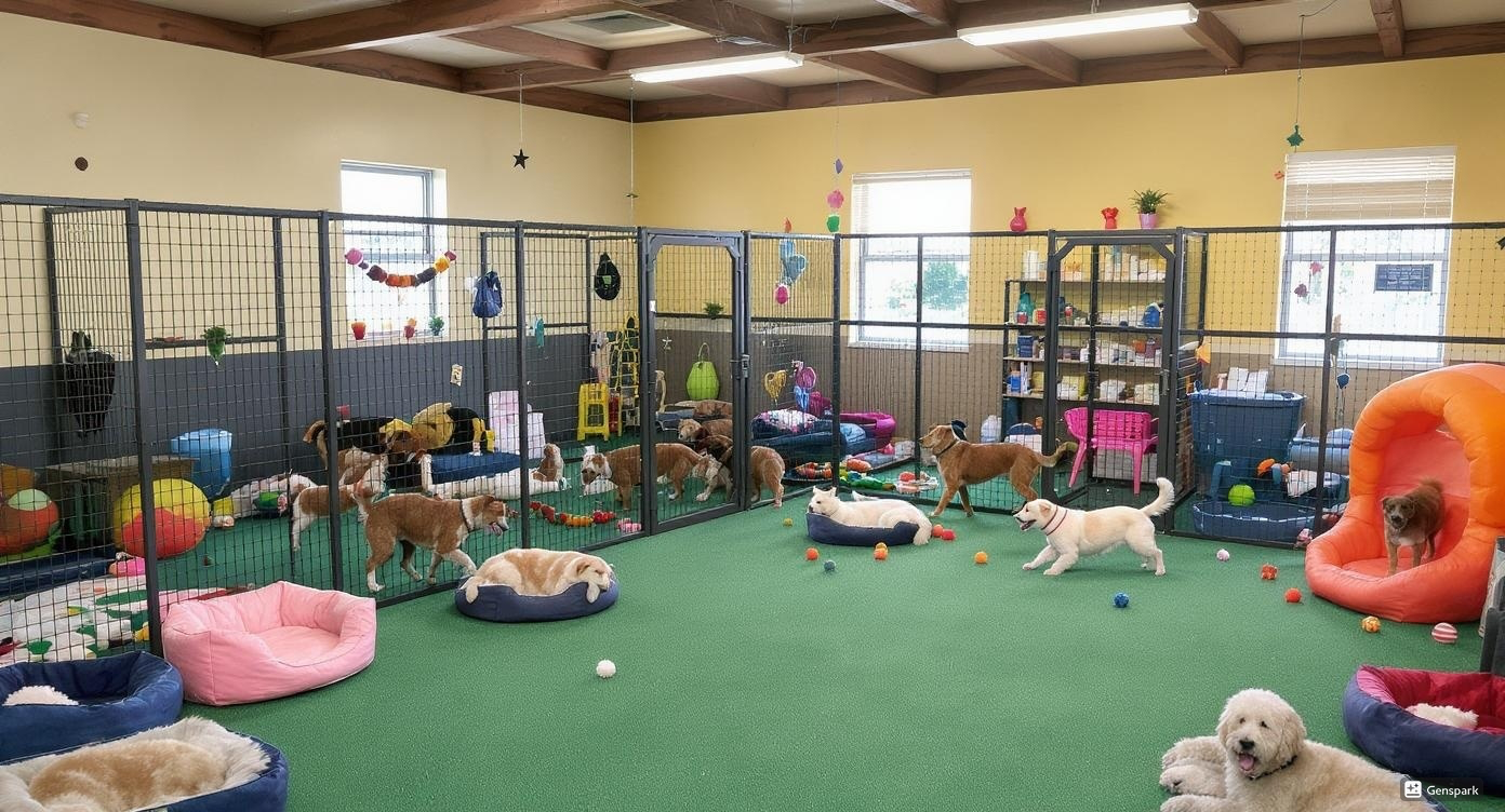 Pets in a boarding facility